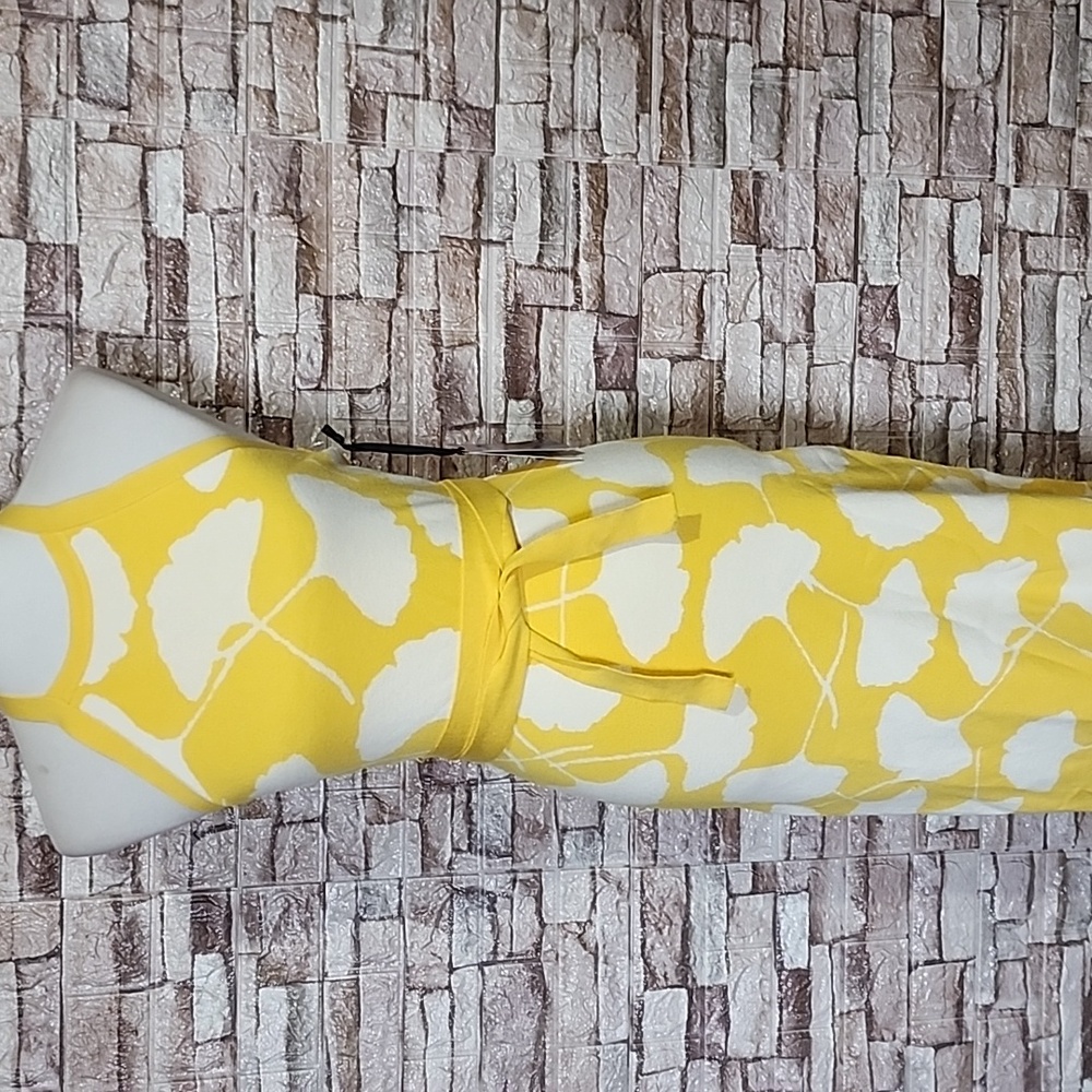 Diane Von Furstenberg Brand New Yellow and White Halter Dress